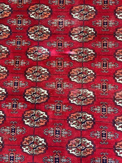 Vintage Hand-Knotted Wool Rug Red Pakistani Bokhara 5'2 x 8'4 I Got Rugs