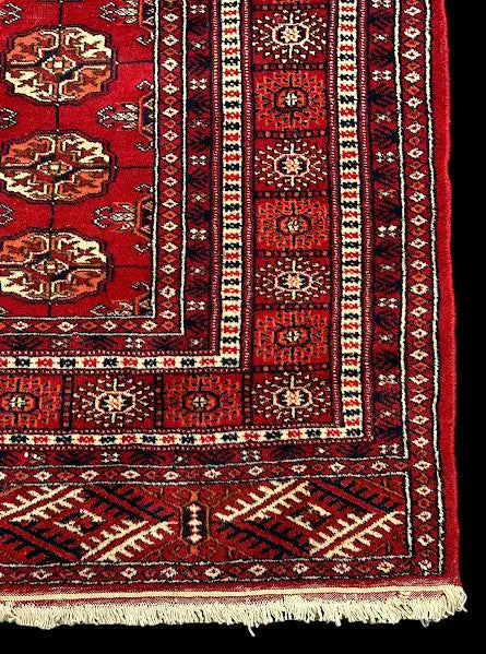 Vintage Hand-Knotted Wool Rug Red Pakistani Bokhara 5'2 x 8'4 I Got Rugs