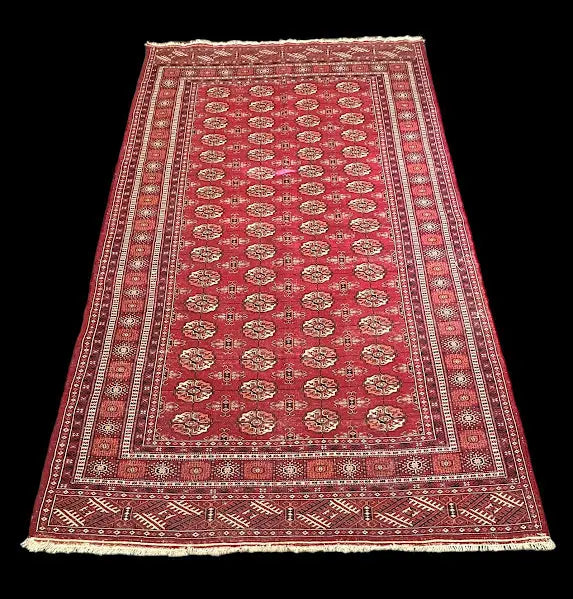 Vintage Hand-Knotted Wool Rug Red Pakistani Bokhara 5'2 x 8'4 I Got Rugs