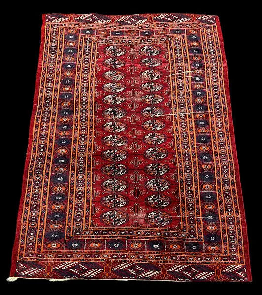 Vintage Hand-Knotted Wool Rug Red Persian Hamedan Design 4' x 5'8 I Got Rugs