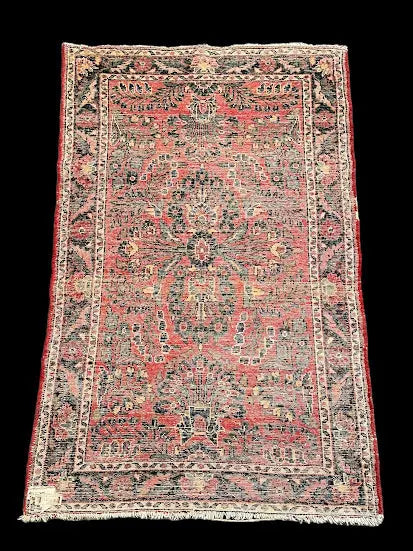 Vintage Hand-Knotted Wool Rug Stunning Pink Persian Floral Pattern 2'4 x 3'11 I Got Rugs