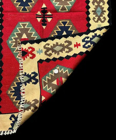 Vintage Hand-Knotted Wool Rug Turkish Kilim Colorful Geometric Design 2'5 x 4'2 I Got Rugs