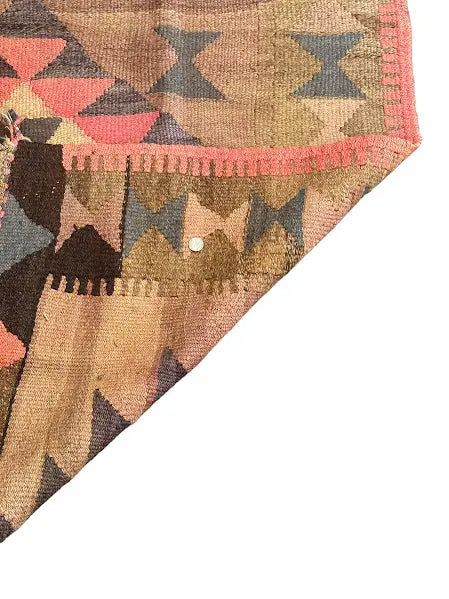 Vintage Hand-Knotted Wool Turkish Kilim Geometric Pattern 4'4 x 7'4 I Got Rugs