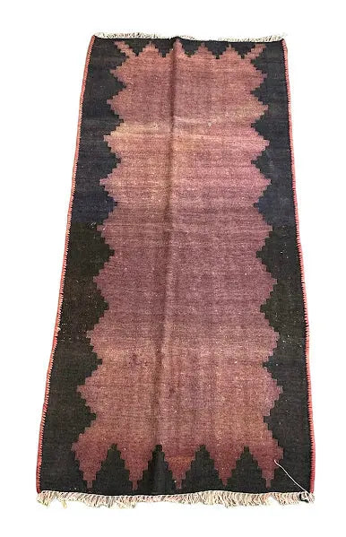 Vintage Hand-Knotted Wool Turkish Kilim Red Geometric Design 2'11 x 6'5 I Got Rugs