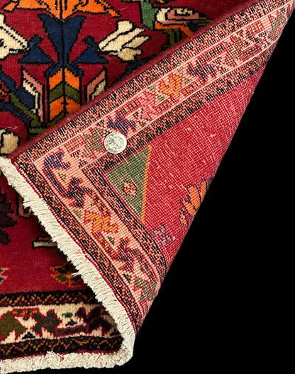 Vintage Hand-Knotted Wool Village Type Rug Red Pictorial Design 2 x 2'1 I Got Rugs