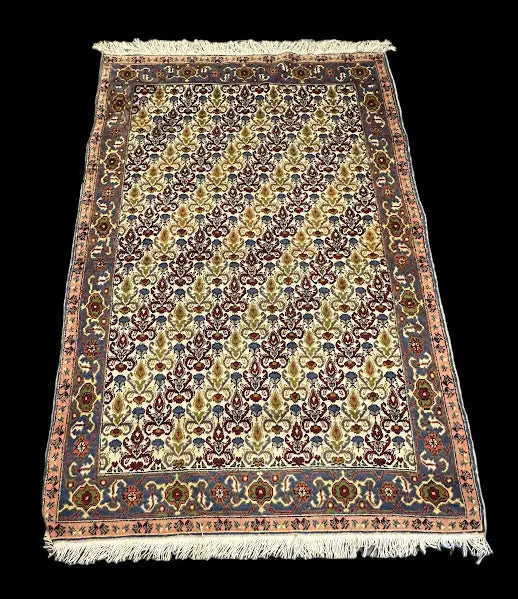 Vintage Hand-Woven Wool Rug Bright Colored Persian Bidjar Design 4'4 x 6'8 I Got Rugs