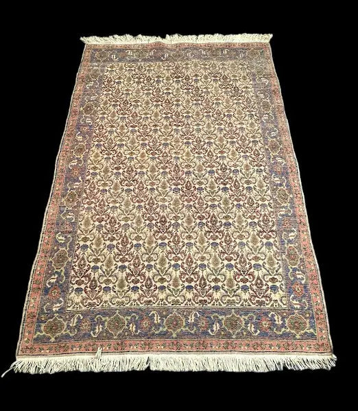 Vintage Hand-Woven Wool Rug Bright Colored Persian Bidjar Design 4'4 x 6'8 I Got Rugs