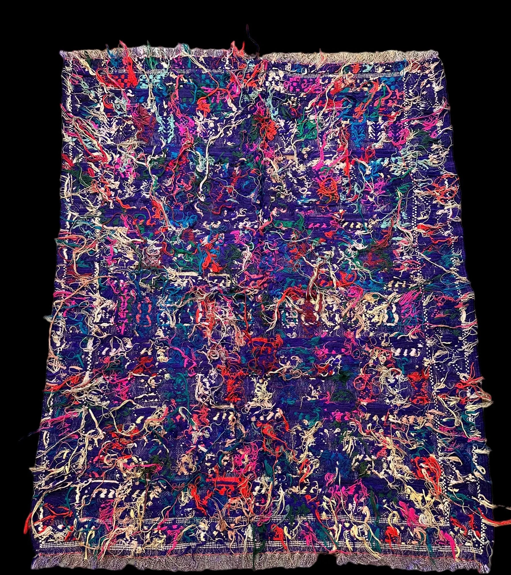 Vintage Hand-Woven Wool Rug Colorful Moroccan Berber Tribal Design 3'5 x 4'3 I Got Rugs