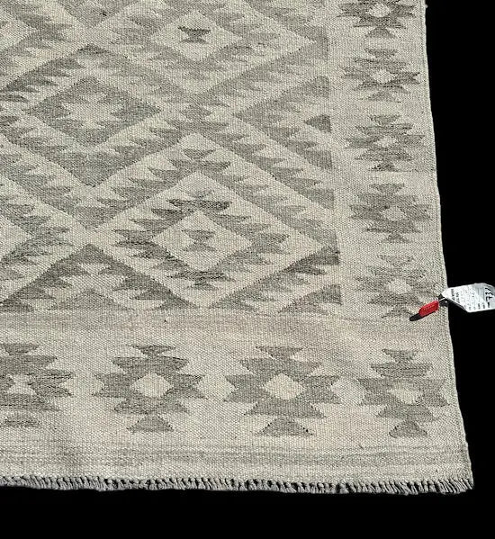 Vintage Hand-Woven Wool Rug Gray Afghan Kilim Tribal Pattern 6'3 x 8'10 I Got Rugs