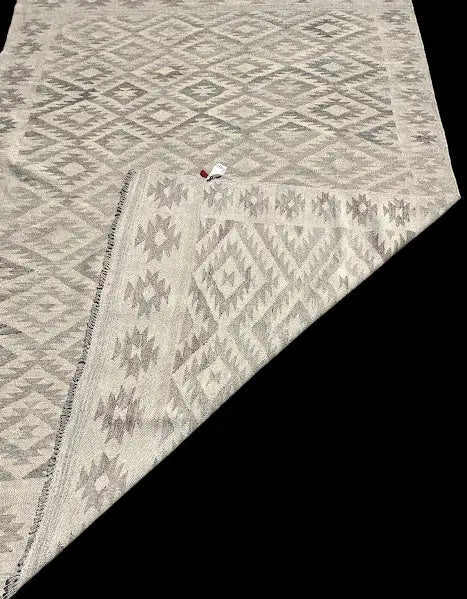 Vintage Hand-Woven Wool Rug Gray Afghan Kilim Tribal Pattern 6'3 x 8'10 I Got Rugs
