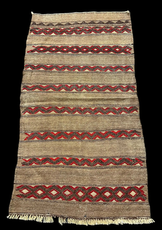 Vintage Hand-Woven Wool Rug Moroccan Berber Tribal Design Light Brown 2'6 x 4'9 I Got Rugs