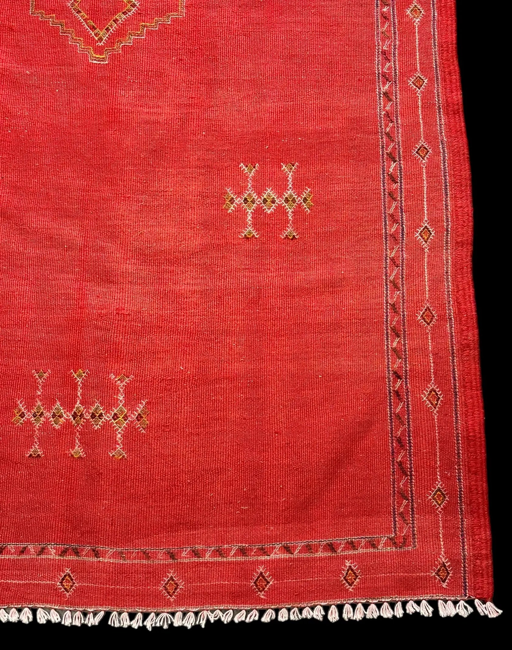 Vintage Hand-Woven Wool Rug Moroccan Kilim Rustic Red Tribal Design 3'5 x 5'9 I Got Rugs