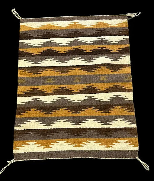 Vintage Hand-Woven Wool Rug Navajo Geometric Design Neutral Colors 2'2 x 2'11 I Got Rugs