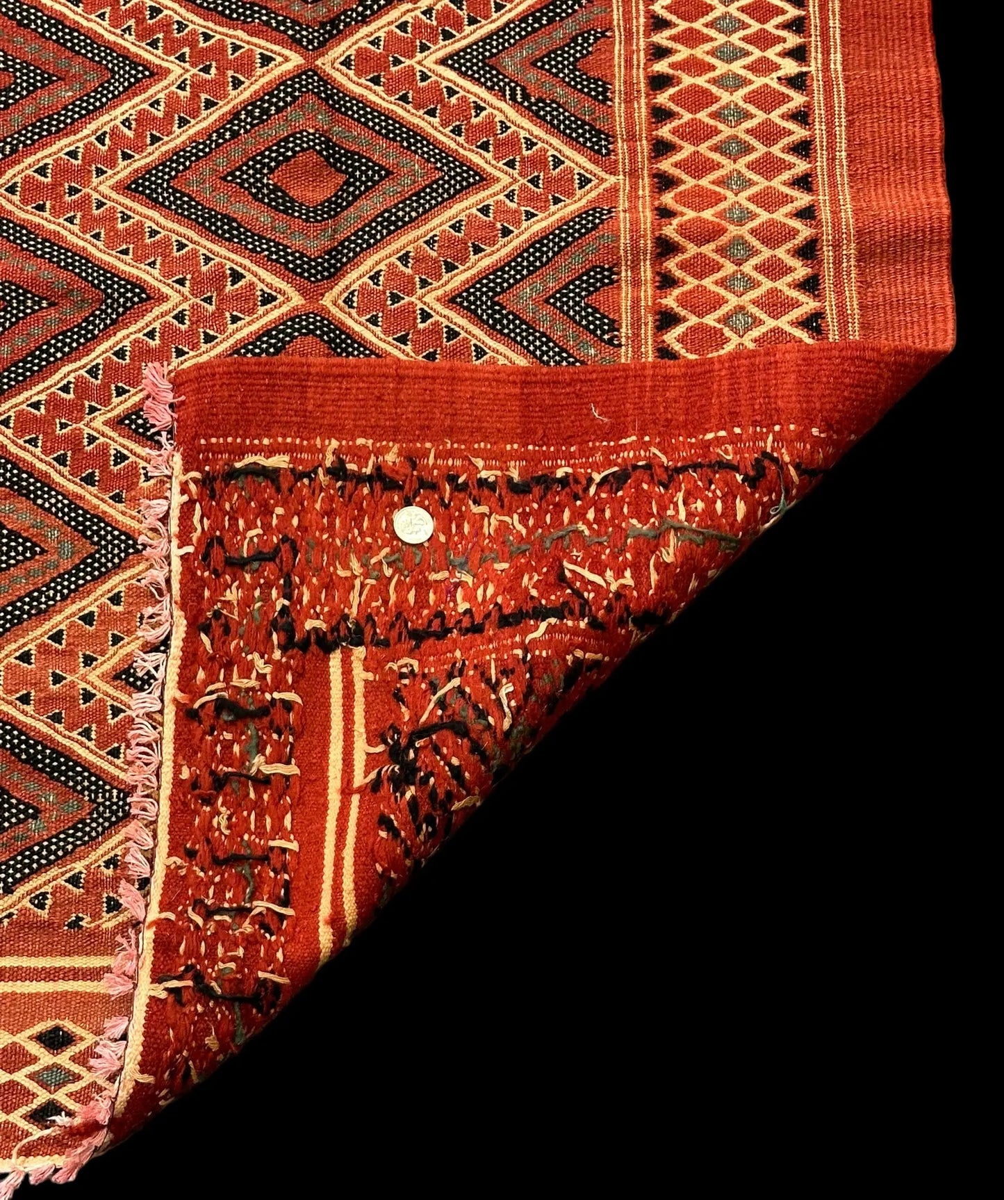 Vintage Hand-Woven Wool Rug Orange Moroccan Berber Tribal Design 2'7 x 3'10 I Got Rugs