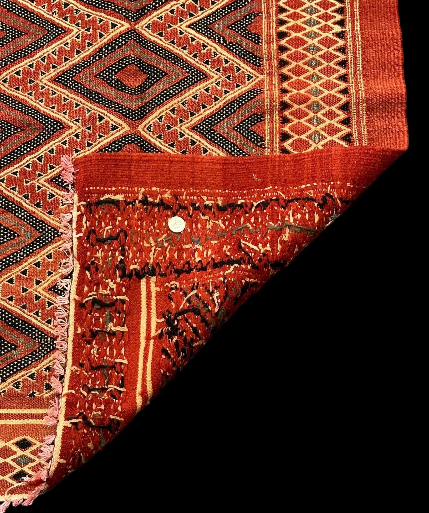 Vintage Hand-Woven Wool Rug Orange Moroccan Berber Tribal Design 2'7 x 3'10 I Got Rugs