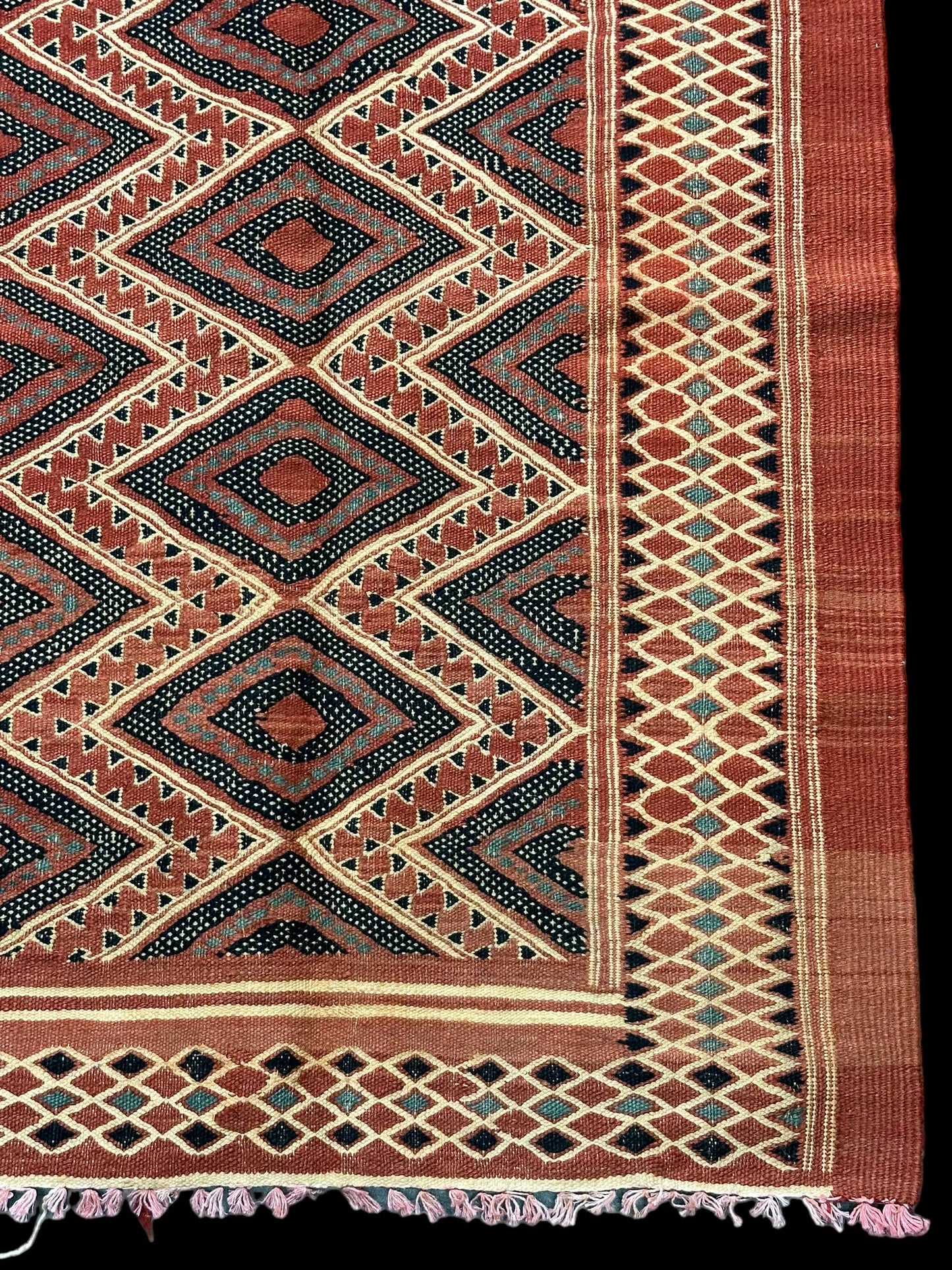 Vintage Hand-Woven Wool Rug Orange Moroccan Berber Tribal Design 2'7 x 3'10 I Got Rugs