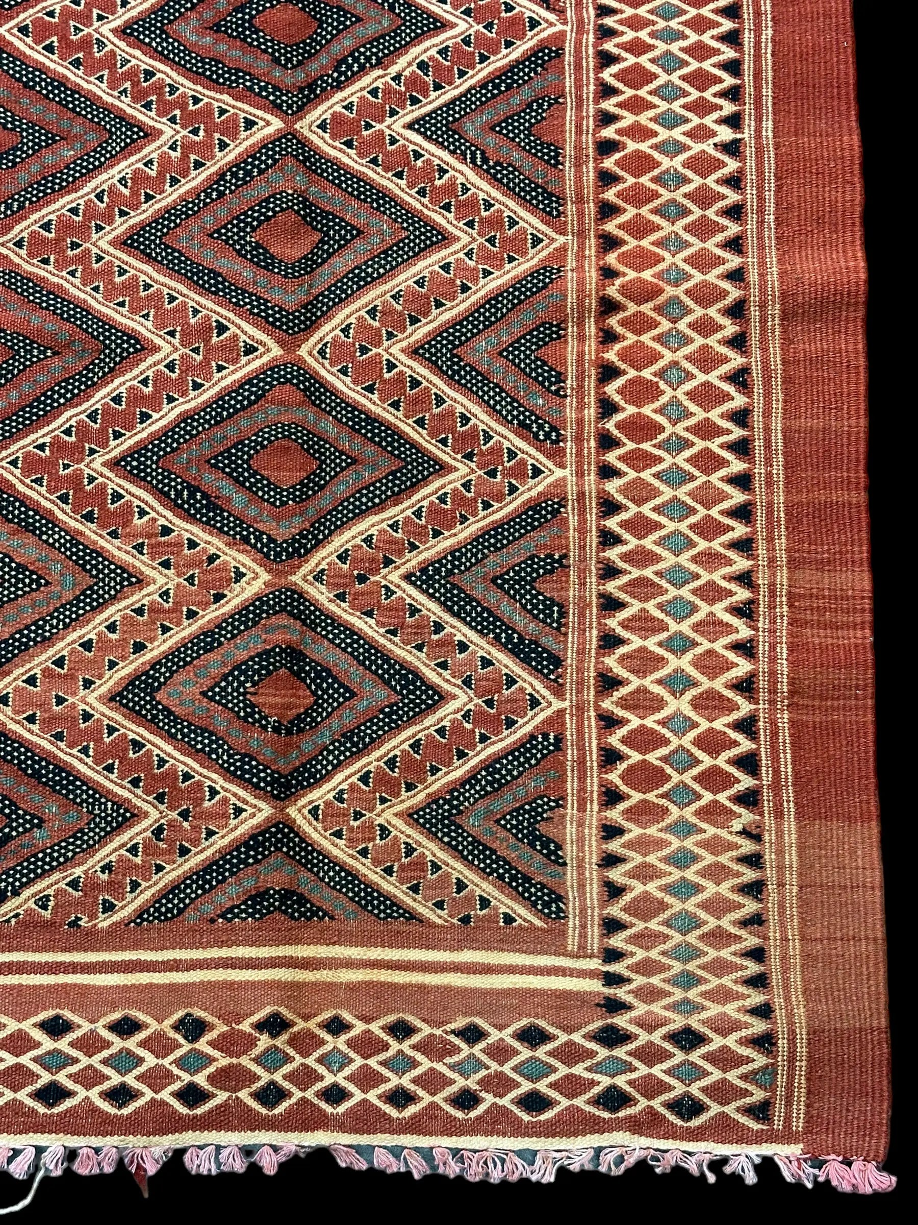 Vintage Hand-Woven Wool Rug Orange Moroccan Berber Tribal Design 2'7 x 3'10 I Got Rugs