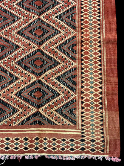 Vintage Hand-Woven Wool Rug Orange Moroccan Berber Tribal Design 2'7 x 3'10 I Got Rugs
