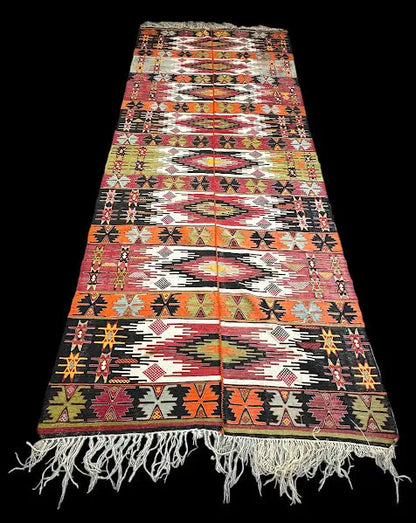Vintage Hand-Woven Wool Rug Persian Kilim Colorful Tribal Pattern 5'10 x 14'4 I Got Rugs