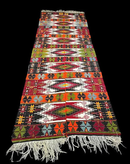 Vintage Hand-Woven Wool Rug Persian Kilim Colorful Tribal Pattern 5'10 x 14'4 I Got Rugs
