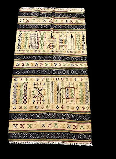Vintage Hand-Woven Wool Rug Stunning Algerian Tribal Pattern Colorful 2'6 x 4'7 I Got Rugs