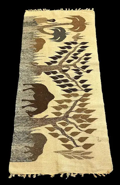 Vintage Hand-Woven Wool Rug Turkish Kilim Village Pictorial Beige 2'2 x 4'11 I Got Rugs