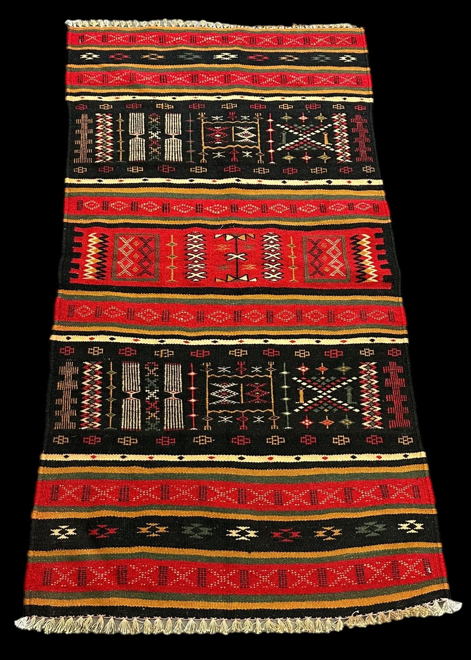 Vintage Hand-Woven Wool Rug Unique Red Moroccan Berber Tribal Design 2'5 x 4'7 I Got Rugs