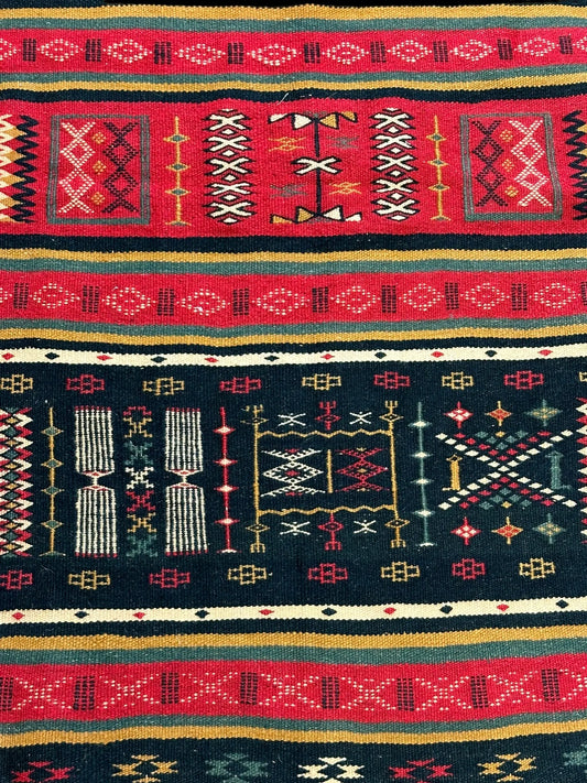 Vintage Hand-Woven Wool Rug Unique Red Moroccan Berber Tribal Design 2'5 x 4'7 I Got Rugs