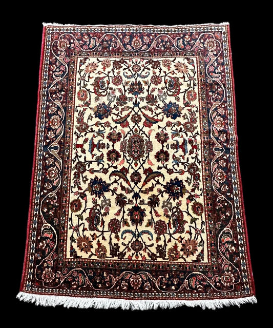 Vintage Handmade Persian Wool Rug Multicolor Floral Design 4'10 x 7' I Got Rugs
