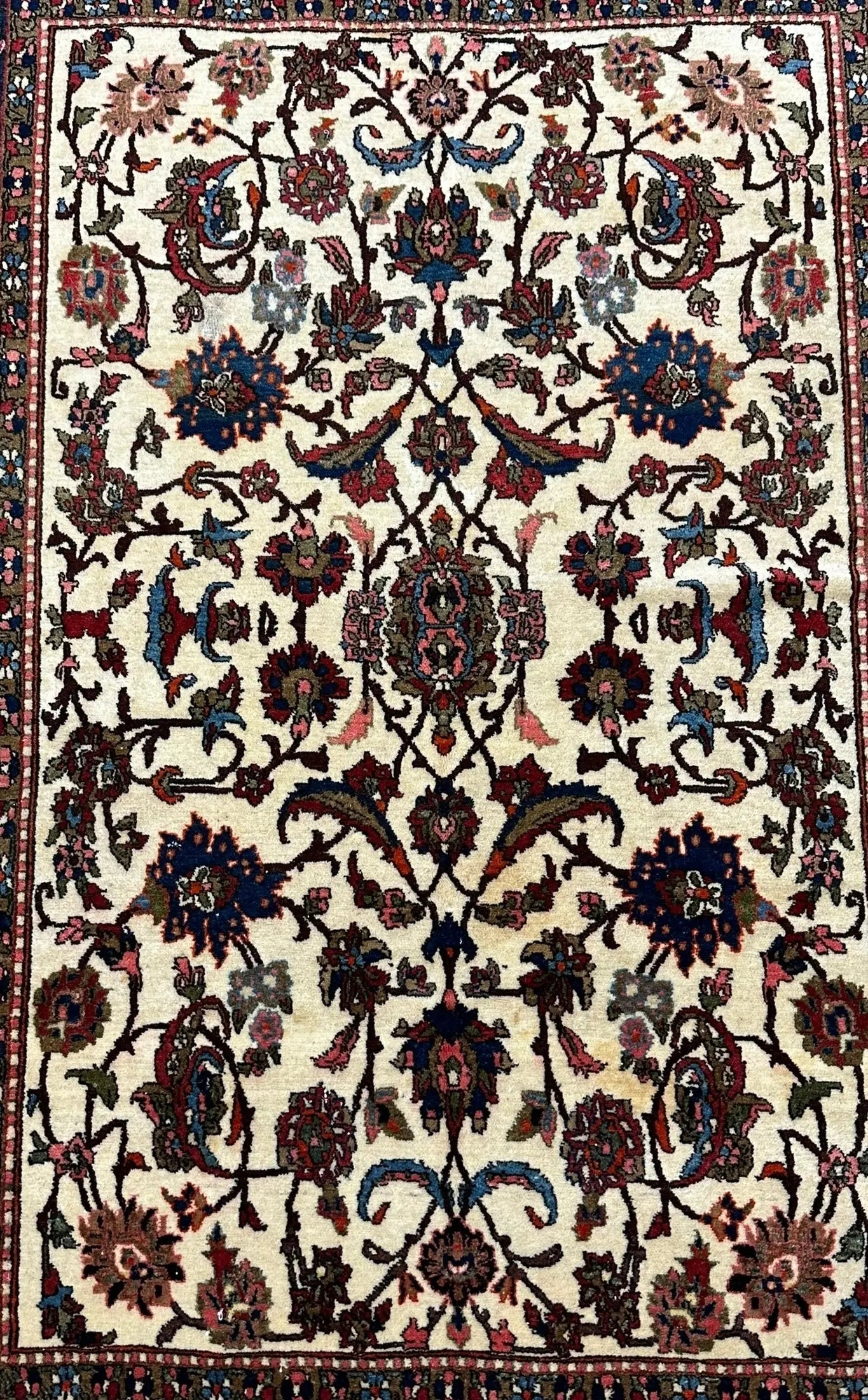 Vintage Handmade Persian Wool Rug Multicolor Floral Design 4'10 x 7' I Got Rugs