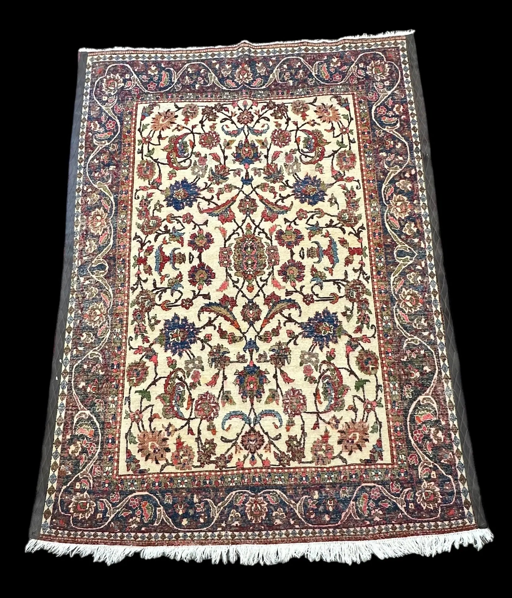 Vintage Handmade Persian Wool Rug Multicolor Floral Design 4'10 x 7' I Got Rugs