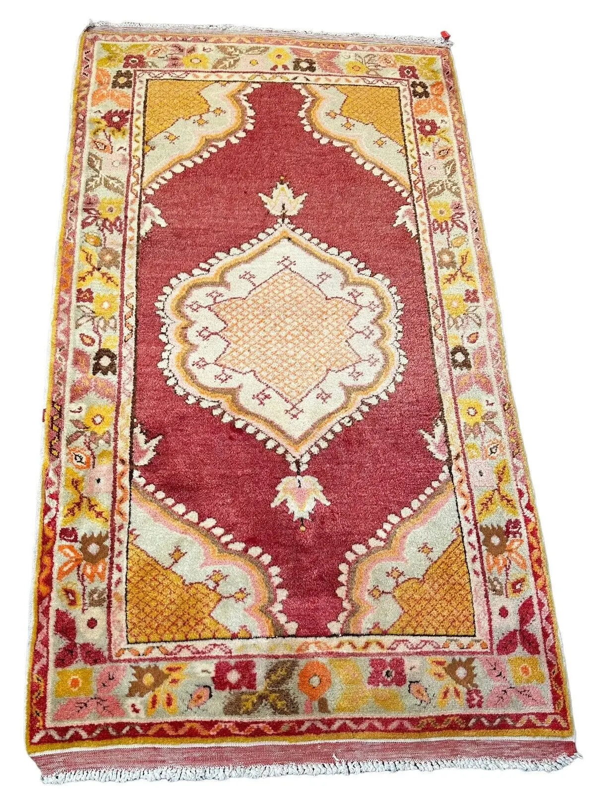 Vintage Handmade Turkish Wool Rug, Medallion Design Multicolor 3'6 x 6'6 I Got Rugs