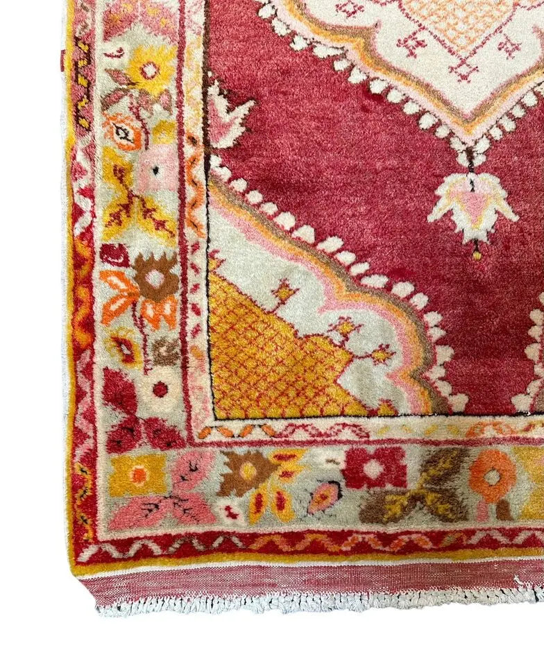 Vintage Handmade Turkish Wool Rug, Medallion Design Multicolor 3'6 x 6'6 I Got Rugs