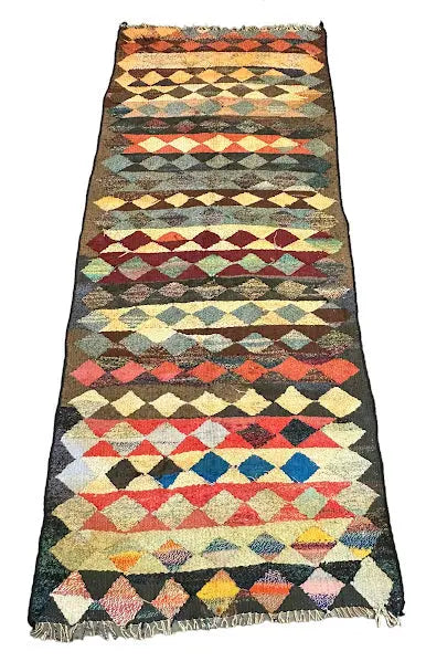Vintage Handmade Wool Persian Flatweave Kilim Bright Colored Pattern 3'4 x 8'5 I Got Rugs