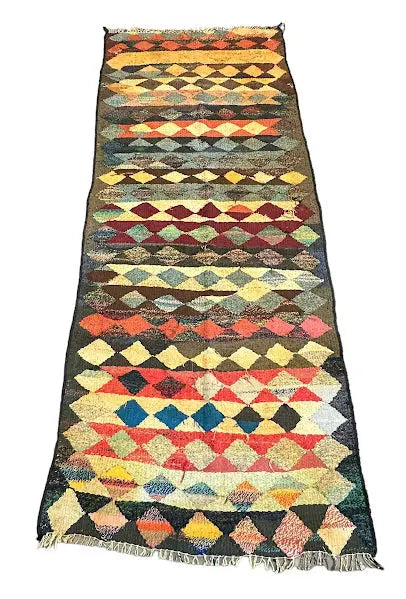 Vintage Handmade Wool Persian Flatweave Kilim Bright Colored Pattern 3'4 x 8'5 I Got Rugs