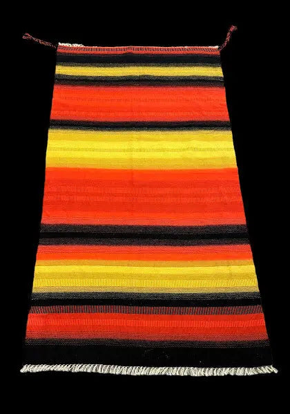 Vintage Handmade Wool Rug Brightly Colored Striped Mexican Serape 3'2 x 5'10 I Got Rugs