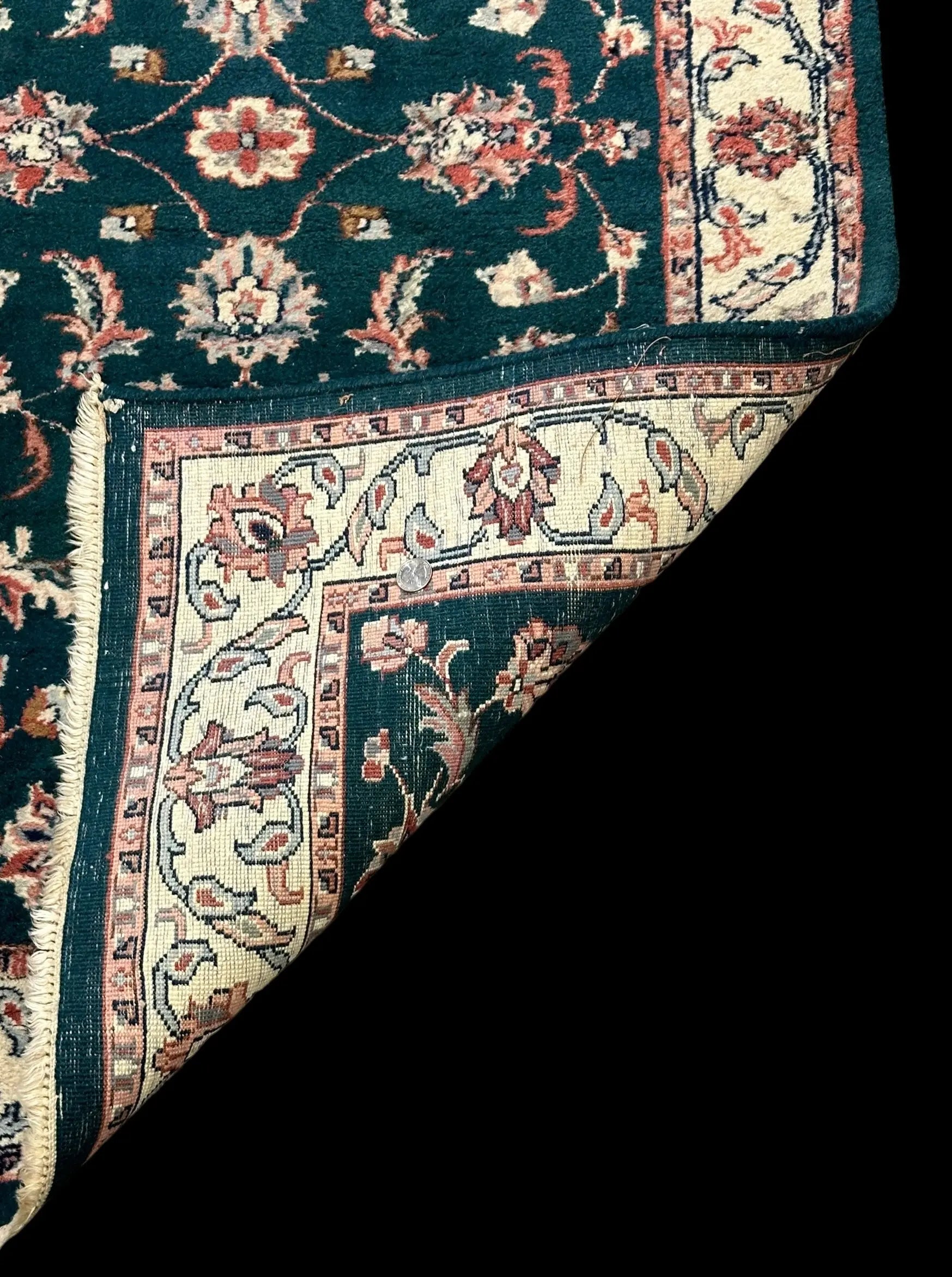 Vintage Handmade Wool Rug Green Persian Floral Design 2'11 x 4'9 I Got Rugs