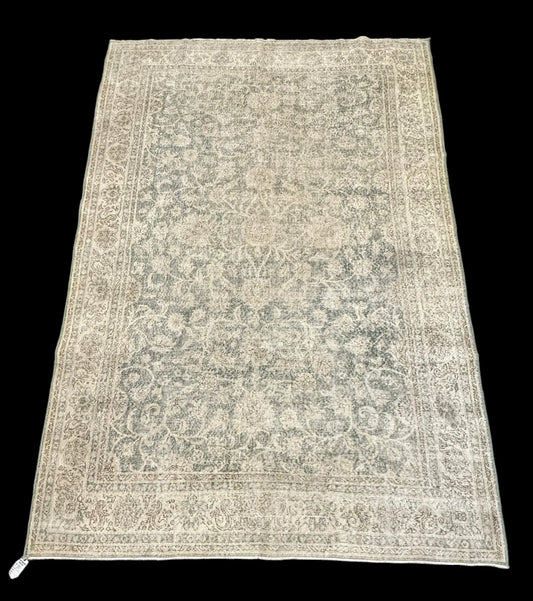 Vintage Handmade Wool Rug Persian Tabriz Floral Design Muted Colors 6'4 x 10'4 I Got Rugs