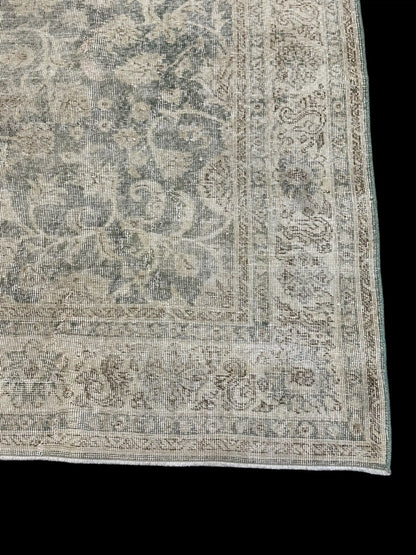 Vintage Handmade Wool Rug Persian Tabriz Floral Design Muted Colors 6'4 x 10'4 I Got Rugs