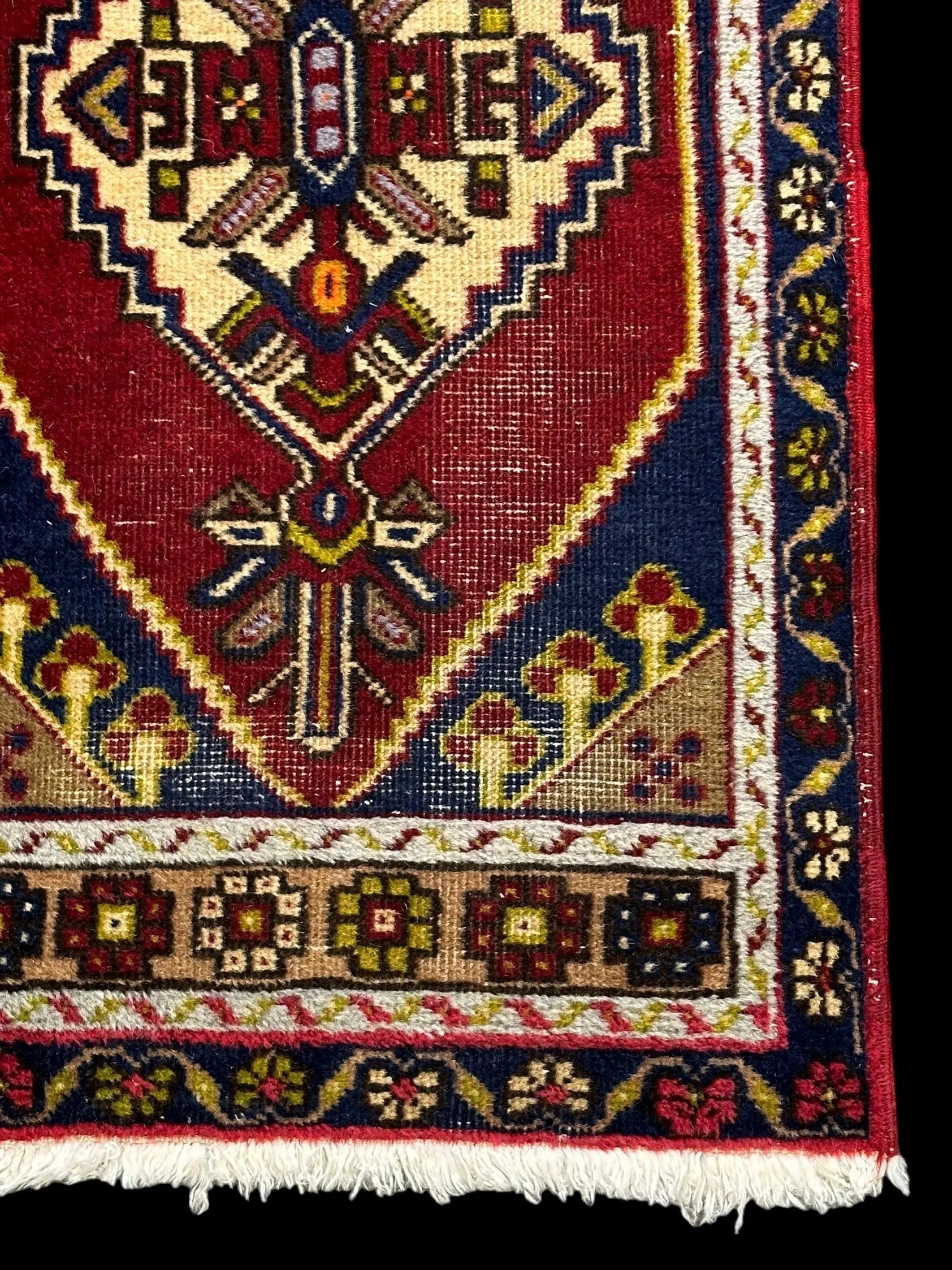 Vintage Handmade Wool Rug Stunning Colorful Turkish Yastik Design 1'8 x 3'5 I Got Rugs