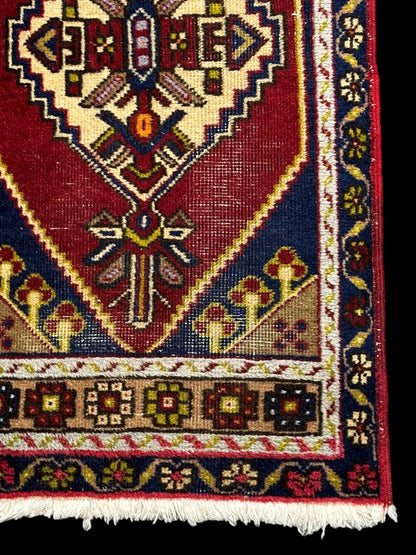 Vintage Handmade Wool Rug Stunning Colorful Turkish Yastik Design 1'8 x 3'5 I Got Rugs
