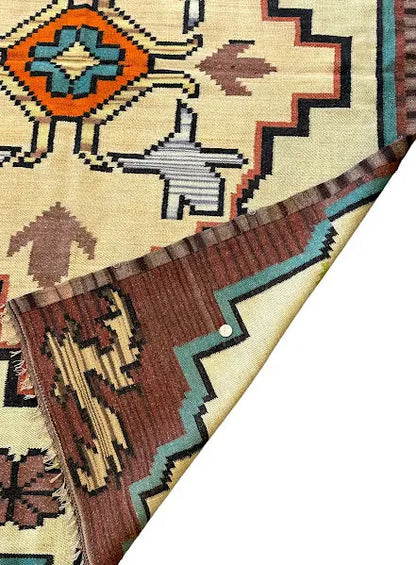 Vintage Handmade Wool Rug Turkish Oriental Design Multicolor 4'8 x 6'11 I Got Rugs