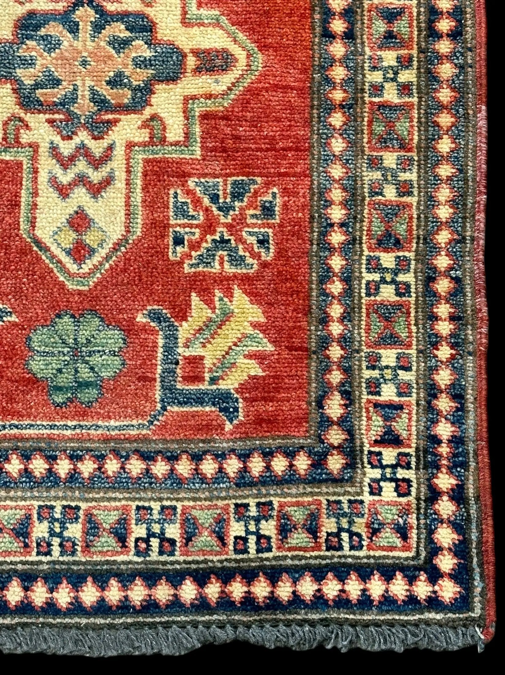 Vintage Handmade Wool Rug Unique Afghan Kazak Design Multicolor 2'4 x 3'2 I Got Rugs