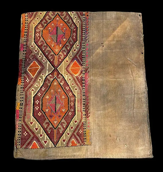 Vintage Handmade Wool Turkish Sack Bag Multicolor Geometric Design 2'5 x 2'11 I Got Rugs