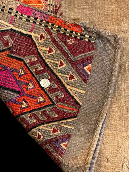 Vintage Handmade Wool Turkish Sack Bag Multicolor Geometric Design 2'5 x 2'11 I Got Rugs