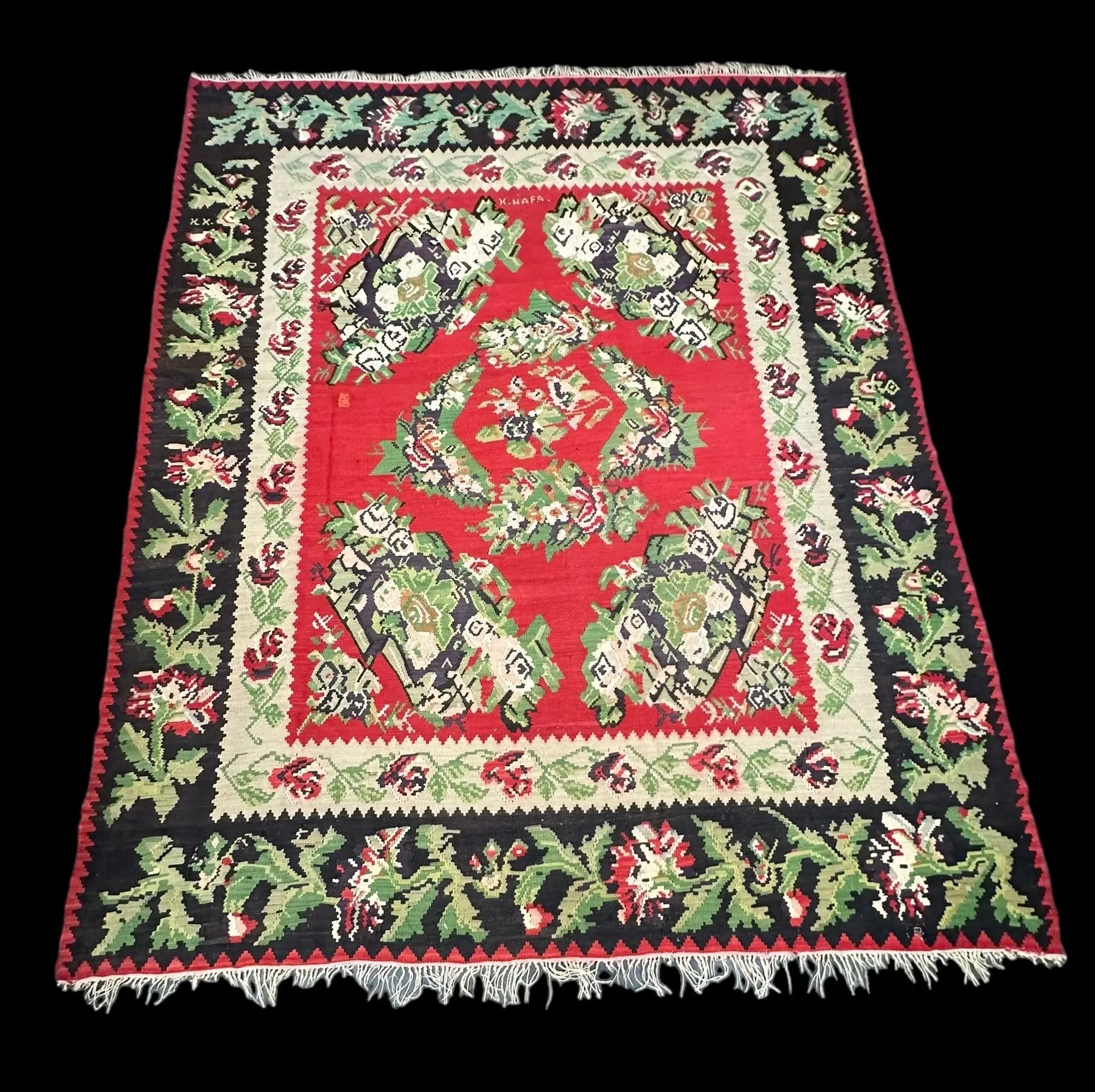 Vintage Handwoven Turkish Bessarabian Colorful Floral Design 8'9 x 10'9 *Damaged I Got Rugs
