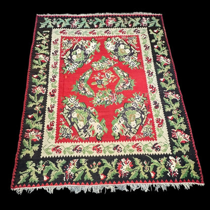 Vintage Handwoven Turkish Bessarabian Colorful Floral Design 8'9 x 10'9 *Damaged I Got Rugs
