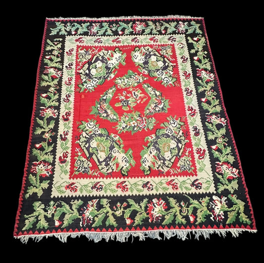 Vintage Handwoven Turkish Bessarabian Colorful Floral Design 8'9 x 10'9 *Damaged I Got Rugs