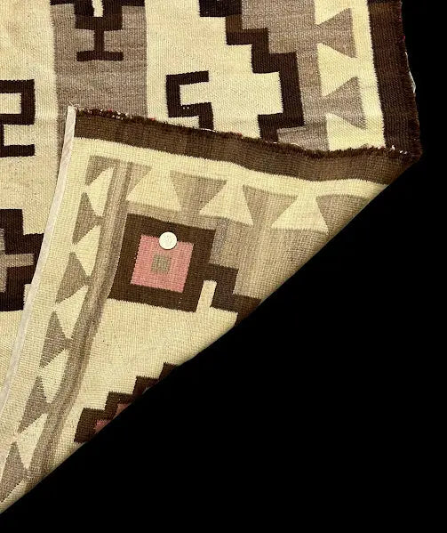 Vintage Navajo Hand-Woven Wool Rug Geometric Design in Neutral Colors 2'11 x 4'3 I Got Rugs
